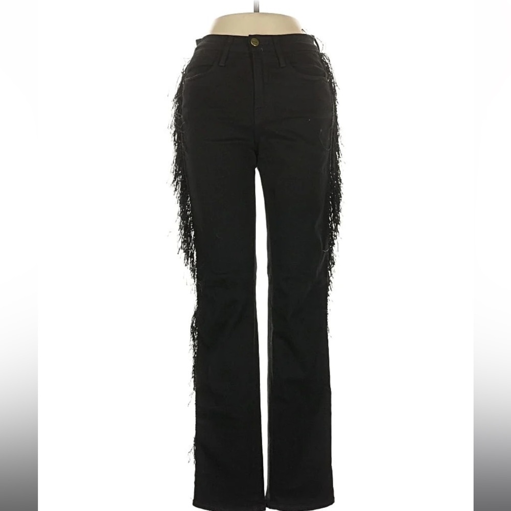 FRAME- Le High Straight fit fringe